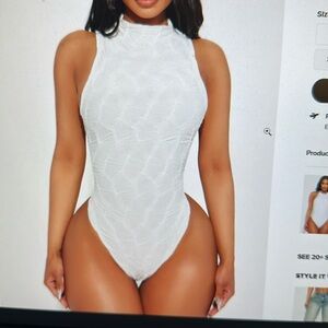 NWT Fashion Nova body suit- Lellani textured bodysuit- white.